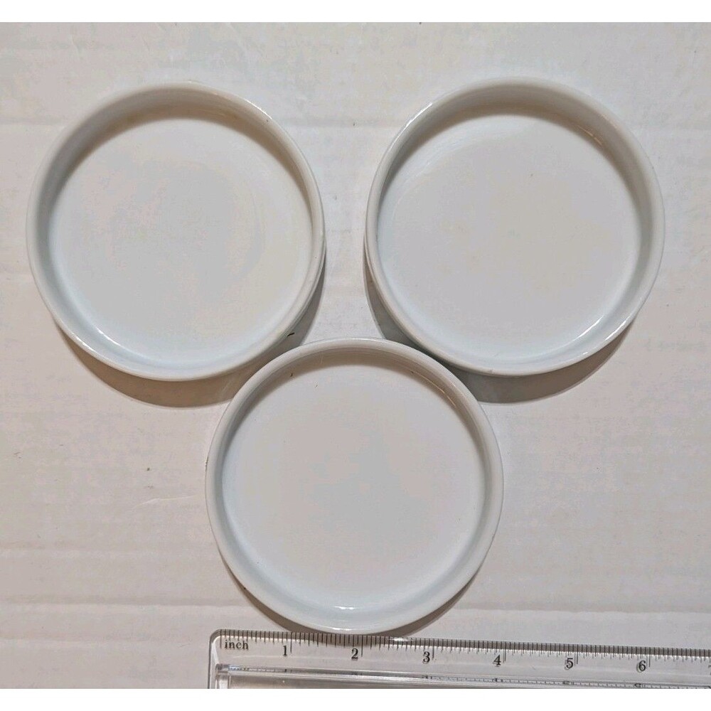 Xcell White Porcelain Bread Dipping Saucers Set 3 Dean Jacobs Dishes 4"